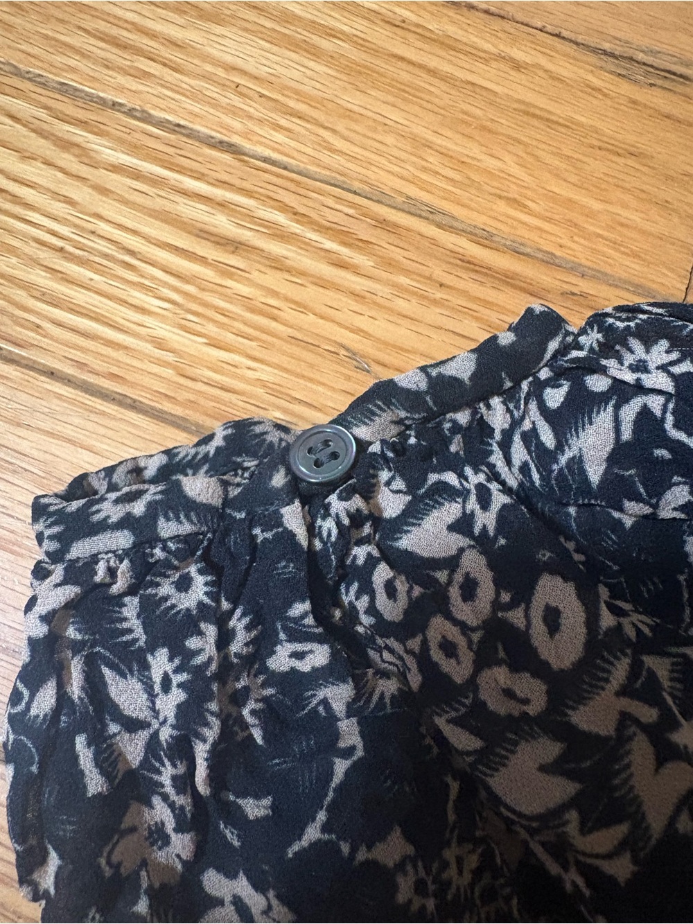 Mini Floral Drop-Waist Dress in Black and Cream - Picture 15 of 15